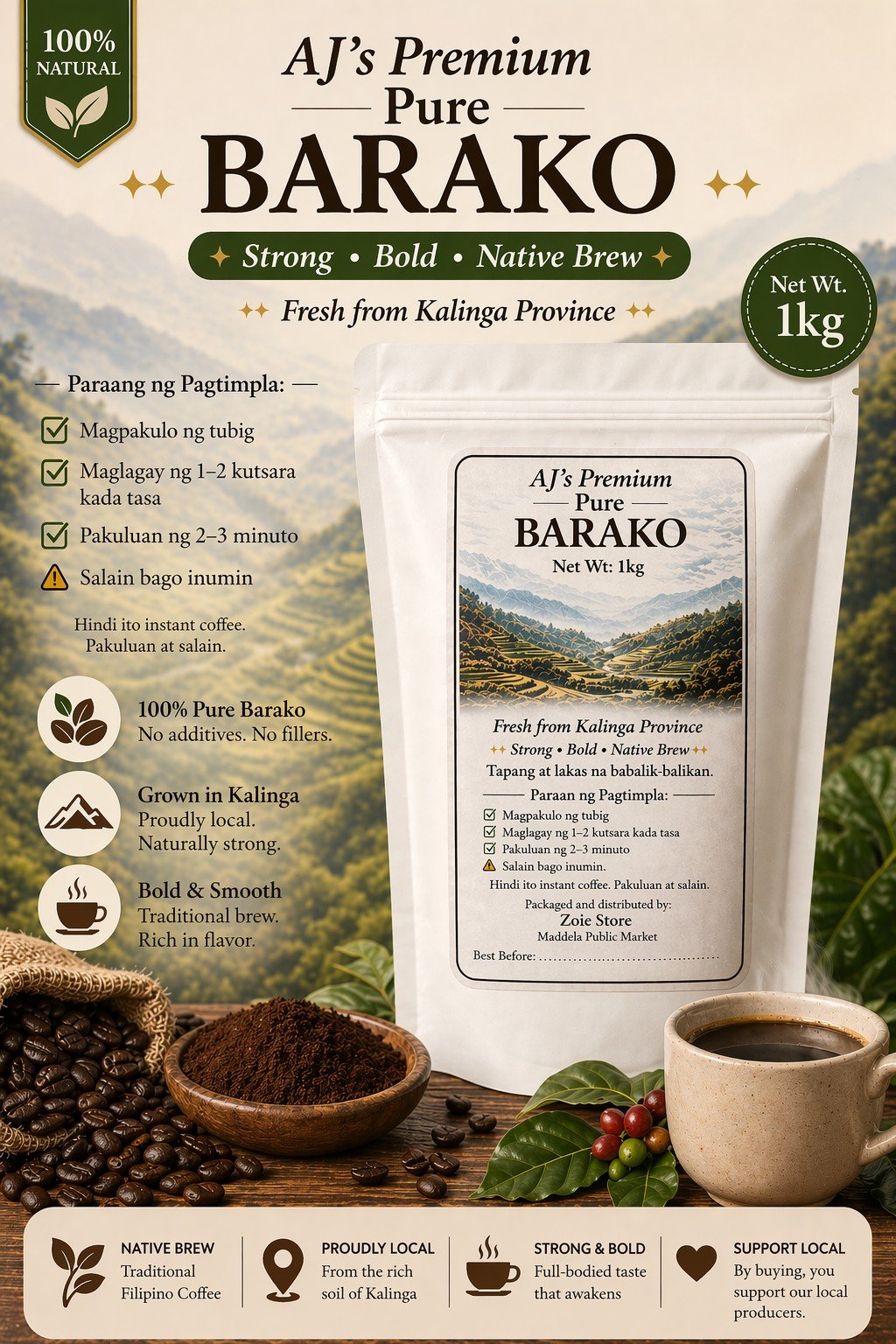 AJ's Premium Pure Barako 1kg