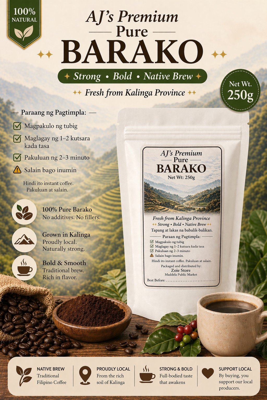 AJ's Premium Pure Barako 250g