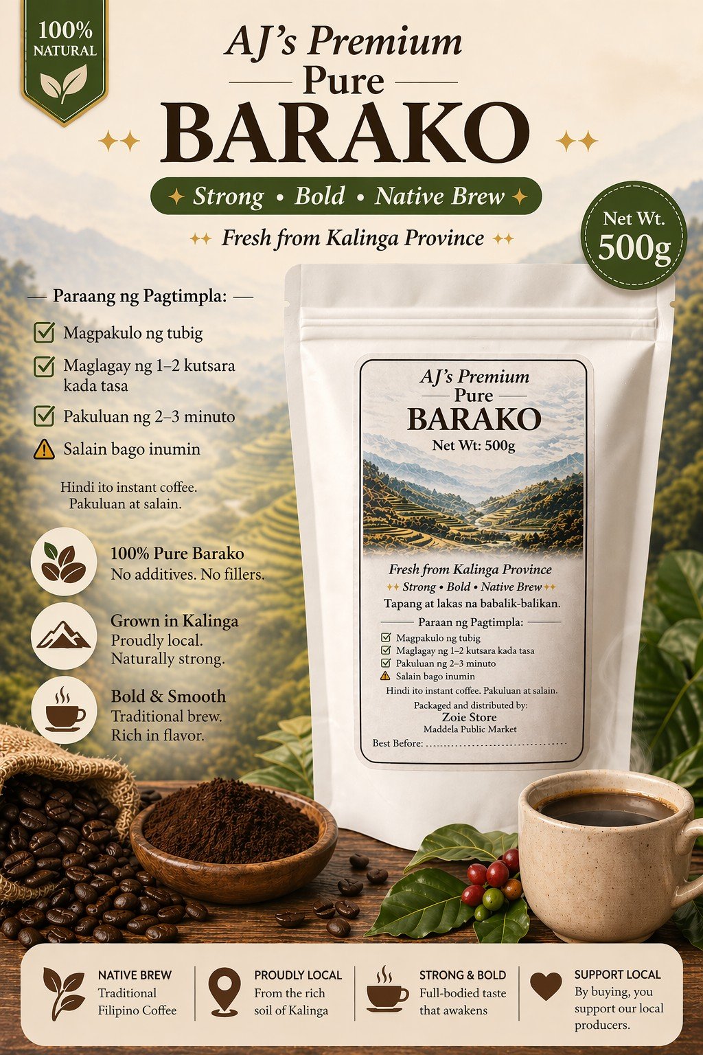 AJ's Premium Pure Barako 500g