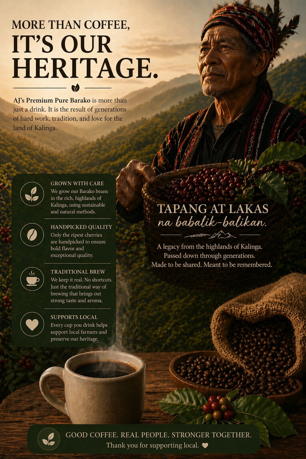 Kalinga farmer holding freshly harvested coffee cherries
